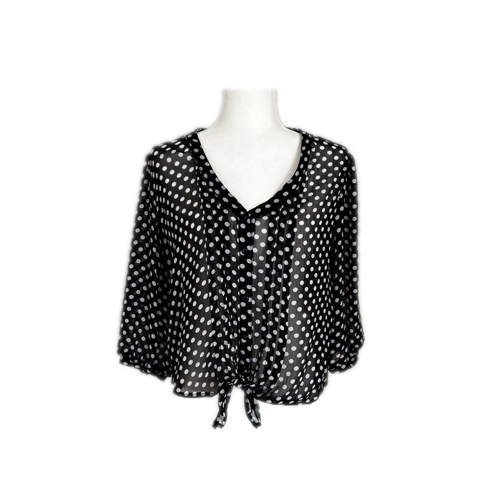 Black & White Polka Dot Sheer Blouse Size L
